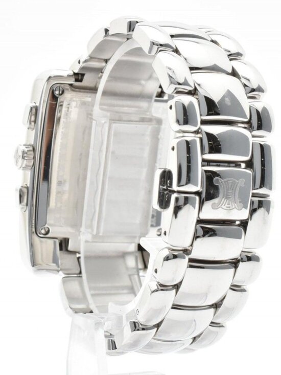 Celine Chronograph Watch Square Silver Dial Stainless Steel Quartz Date main image 9
